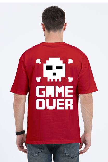 MEN || ROUND NECK OVERSIZED CLASSIC T-SHIRT || GAMING || RETRO || NINTENDO || VIDEO GAME || GAMER STYLE || GAME OVER || BACK DESIGN