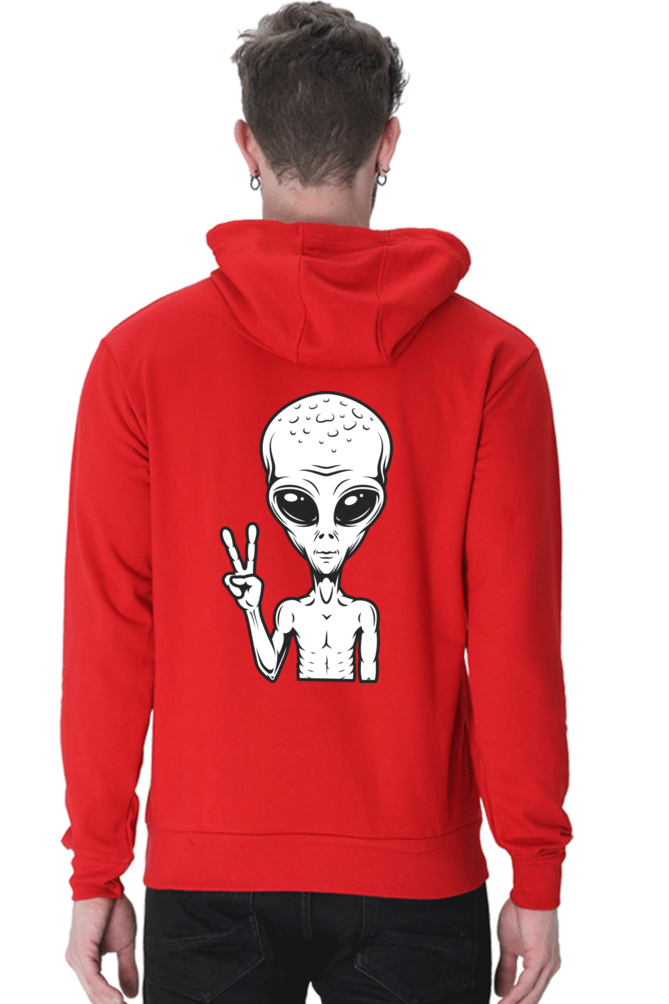 MEN || HOODIE SWEATSHIRT || CHARACTER PORTRAIT HOODIE || ALIEN PEACE SIGN