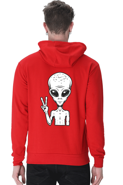 MEN || HOODIE SWEATSHIRT || CHARACTER PORTRAIT HOODIE || ALIEN PEACE SIGN