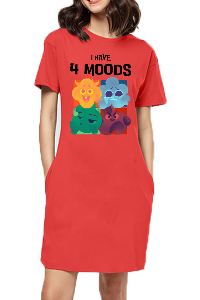 WOMEN || T-SHIRT DRESS || MOOD SWINGS || HUMOR || QUIRKY || GRAPHIC DESIGN || FUNNY QUOTES || GIFT FOR HER