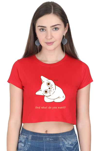 WOMEN || CROP TOP || CAT || ANIME || ANIMAL PRINT || CAT LOVER || CUTE CAT || KITTEN || FUNNY || ANIMAL LOVER || QUIRKY || CAT MEME || GRAPHIC DESIGN || GIFT FOR HER