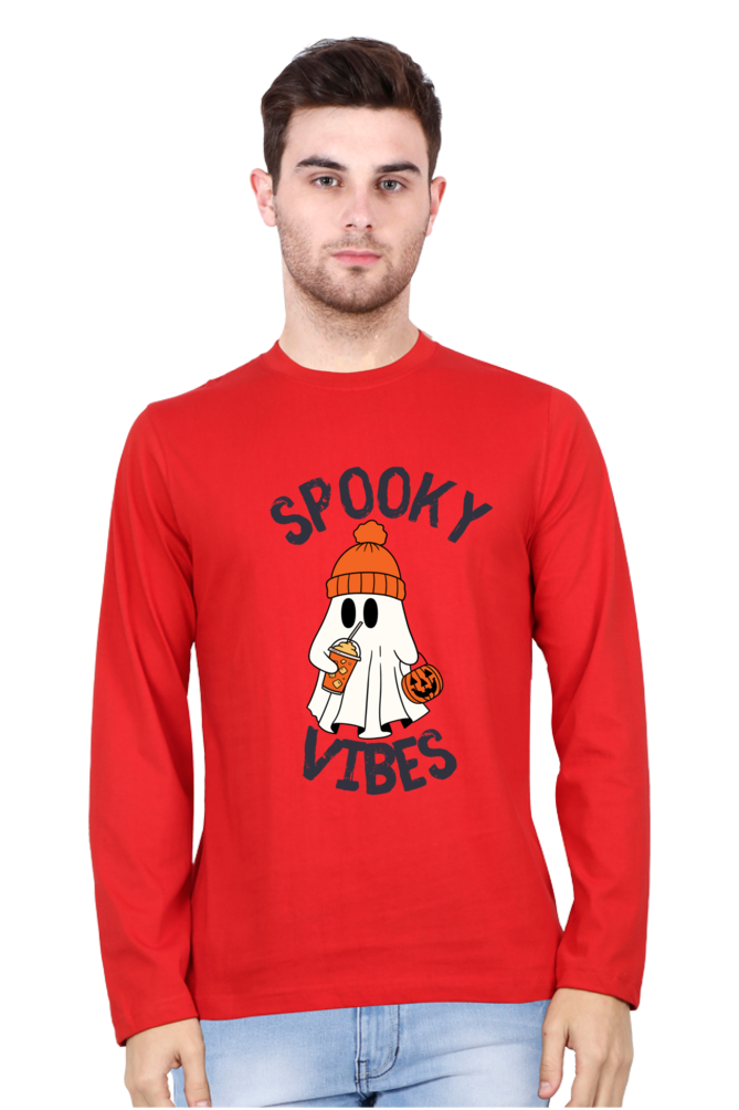 MEN || ROUND NECK FULL SLEEVES T-SHIRT || STREETWEAR || GHOST || PUMPKIN || SPOOKY || FUNNY || HALLOWEEN || CHRISTMAS GIFT