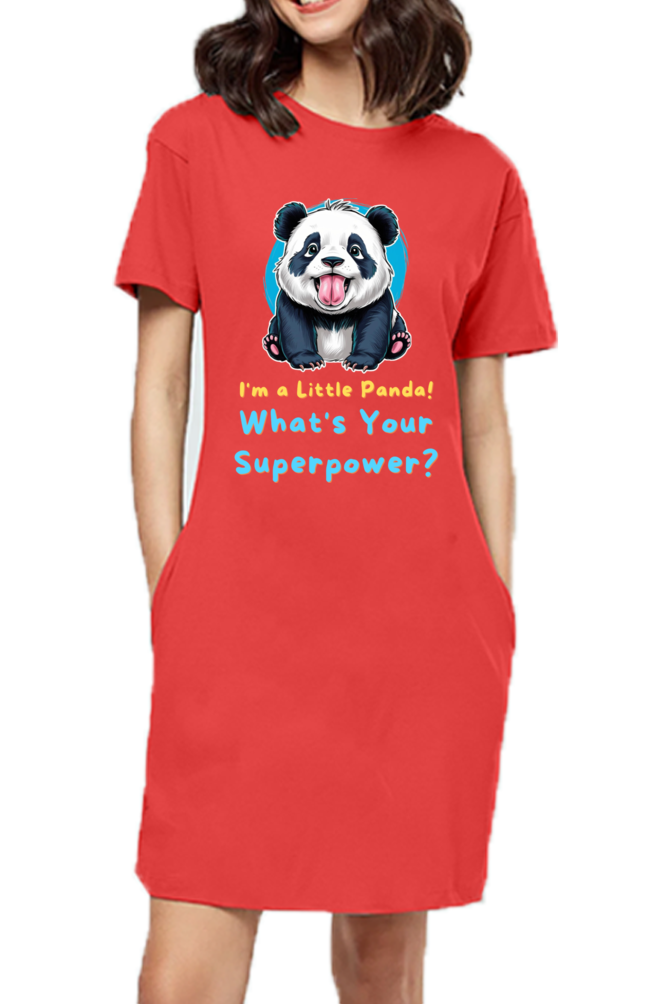 WOMEN || T-SHIRT DRESS || CUTE PANDA || FUNNY QUOTES || PANDA BEAR || VECTOT ART || ANIMAL PRINT || ANIME || FASHION || LITTLE PANDA || GIFT FOR HER