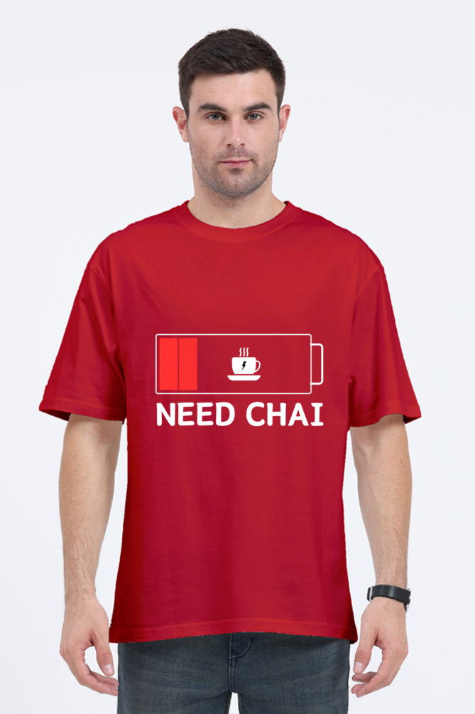 MEN || ROUND NECK OVERSIZED CLASSIC T-SHIRT || STREETWEAR || TEA LOVER || TEA ADDICT || NEED CHAI || INDIAN TEA