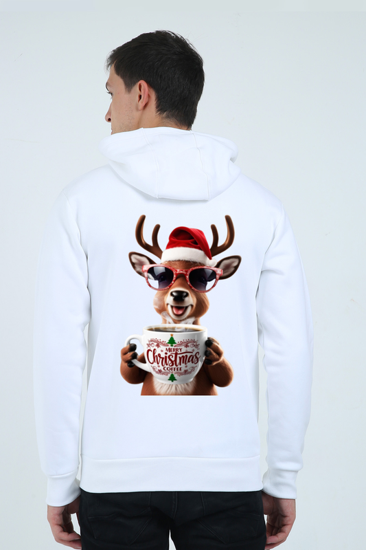 MEN || ZIP HOODIE || MERRY CHRISTMAS || STREETWEAR || COFFEE LOVER || COFFEE ADDICT || REINDEER || FUNNY || CHRISTMAS GIFT || WINTER WEAR || BACK DESIGN