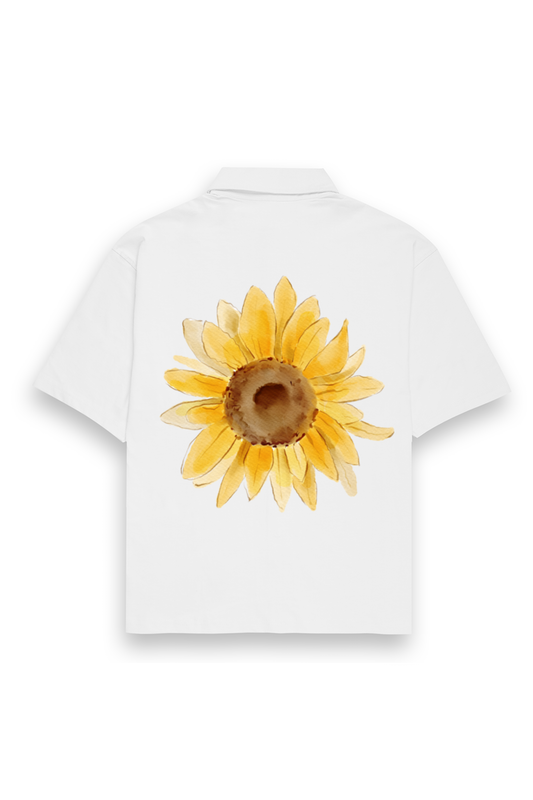 WOMEN || OVERSIZED SHIRT ||  FLOWER || FLORAL PRINT || SUNFLOWER || BOHO || NATURE || GIFT FOR HER || BACK DESIGN