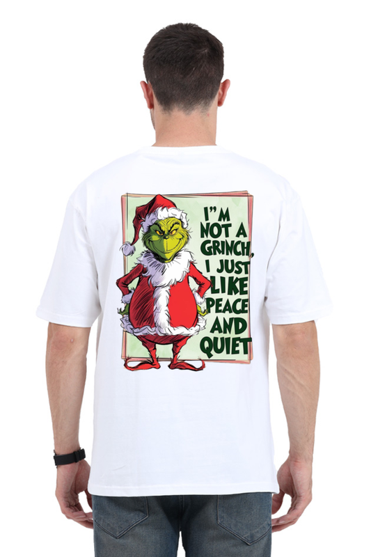 MEN || ROUND NECK OVERSIZED CLASSIC T-SHIRT || MERRY CHRISTMAS || SANTA CLAUS || GRINCH || INTROVERT HUMOUR || FUNNY QUOTES || TRENDY || FASHION || BACK DESIGN