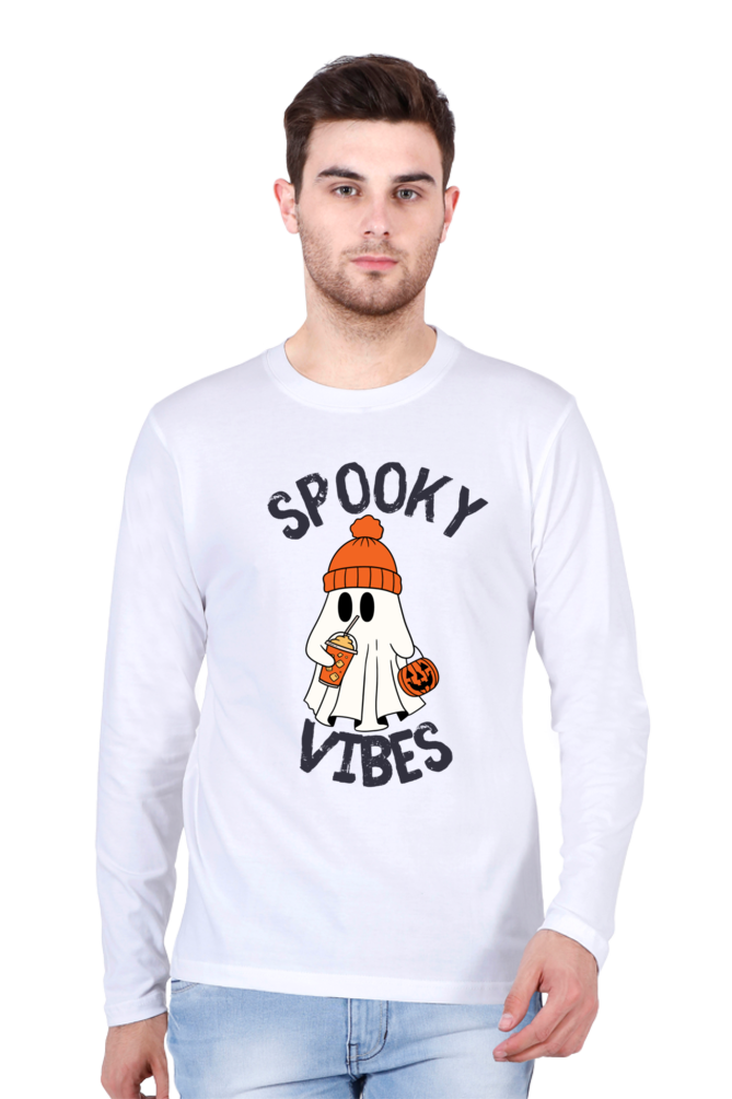 MEN || ROUND NECK FULL SLEEVES T-SHIRT || STREETWEAR || GHOST || PUMPKIN || SPOOKY || FUNNY || HALLOWEEN || CHRISTMAS GIFT