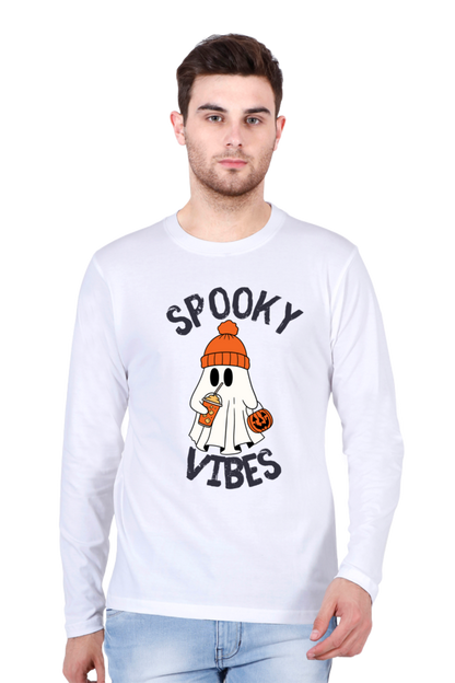 MEN || ROUND NECK FULL SLEEVES T-SHIRT || STREETWEAR || GHOST || PUMPKIN || SPOOKY || FUNNY || HALLOWEEN || CHRISTMAS GIFT