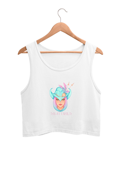 WOMEN || CROP TANK TOP || ZODIAC SIGN || ASTROLOGY || SAGITTARIUS || FREEDOM || COWBOY HAT || COWGIRL || BIRTHDAY || GIFT FOR HER