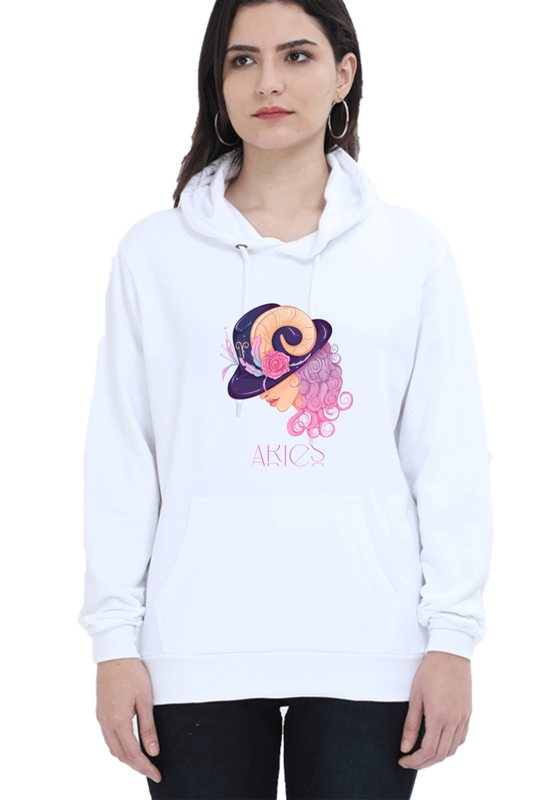 WOMEN || HOODIE SWEATSHIRT || ZODIAC SIGN || ASTROLOGY || ARIES || FLORAL PRINT || BIRTHDAY || GIFTS FOR HER