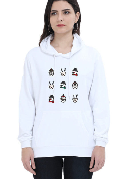 WOMEN || HOODIE SWEATSHIRT || MERRY CHRISTMAS || CHRISTMAS ICON || STREETWEAR || SANTA CLAUS || REINDEER || SNOWMAN || HOLIDAY FASHION || MINIMALIST || CHRISTMAS GIFTS || WINTER WEAR