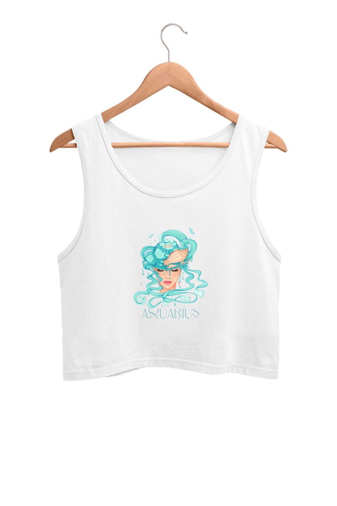 WOMEN || CROP TANK TOP || ZODIAC SIGN || ASTROLOGY || AQUARIUS || CONFIDENCE || WATER || PSYCHEDELIC ART || BIRTHDAY || GIFT FOR HER