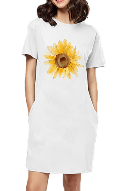 WOMEN || T-SHIRT DRESS || FLOWER || FLORAL PRINT || SUNFLOWER || BOHO || NATURE || GIFT FOR HER