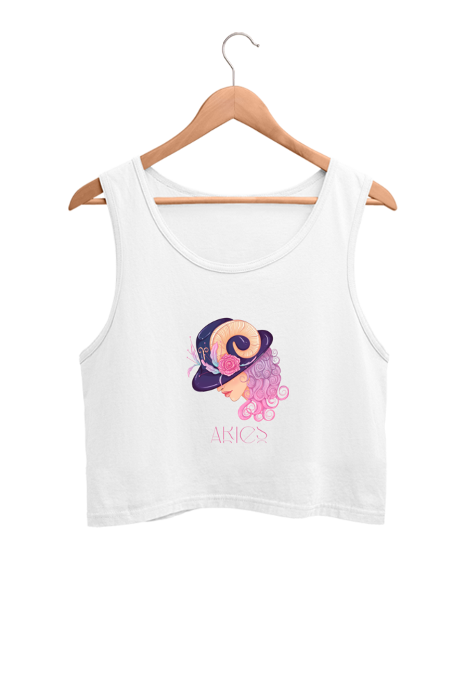 WOMEN || CROP TANK TOP || ZODIAC SIGN || ASTROLOGY || ARIES || FLORAL PRINT || BIRTHDAY || GIFTS FOR HER