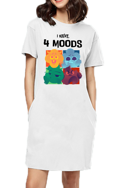 WOMEN || T-SHIRT DRESS || MOOD SWINGS || HUMOR || QUIRKY || GRAPHIC DESIGN || FUNNY QUOTES || GIFT FOR HER