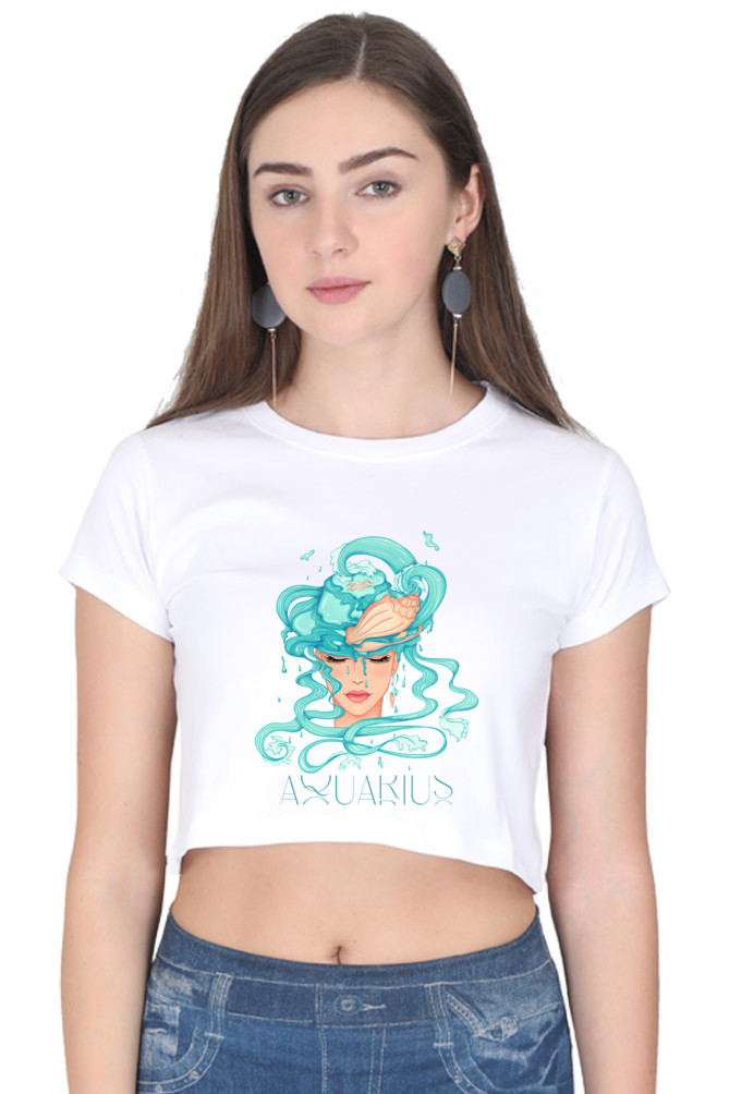 WOMEN || CROP TOP || ZODIAC SIGN || ASTROLOGY || AQUARIUS || CONFIDENCE || WATER || PSYCHEDELIC ART || BIRTHDAY || GIFT FOR HER