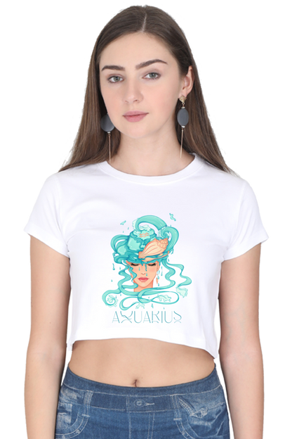 WOMEN || CROP TOP || ZODIAC SIGN || ASTROLOGY || AQUARIUS || CONFIDENCE || WATER || PSYCHEDELIC ART || BIRTHDAY || GIFT FOR HER