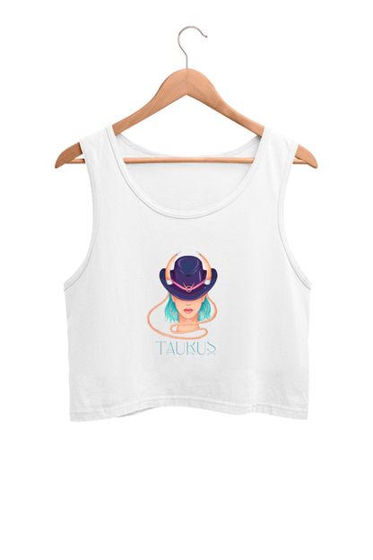 WOMEN || CROP TANK TOP || ZODIAC SIGN || ASTROLOGY || TAURUS || HORNS || BIRTHDAY || GIFTS FOR HER