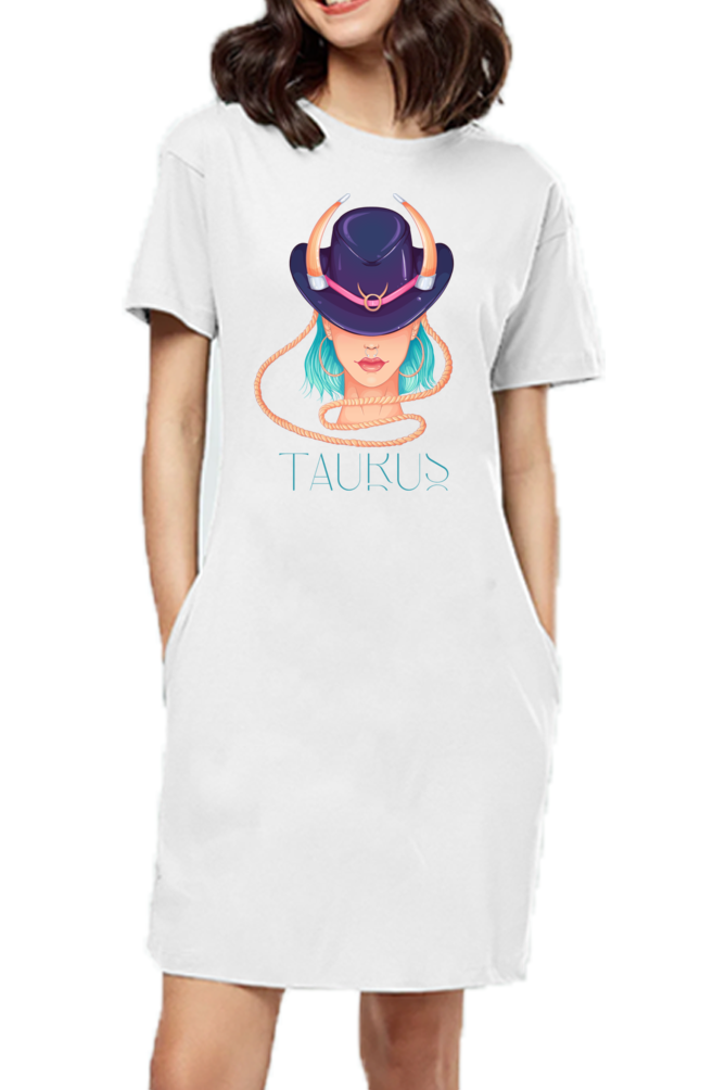 WOMEN || T-SHIRT DRESS || ZODIAC SIGN || ASTROLOGY || TAURUS || HORNS || BIRTHDAY || GIFTS FOR HER