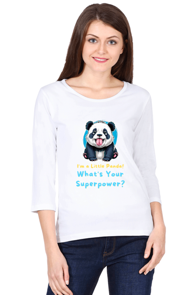 WOMEN || ROUND NECK FULL SLEEVE T-SHIRT || CUTE PANDA || FUNNY QUOTES || PANDA BEAR || VECTOT ART || ANIMAL PRINT || ANIME || FASHION || LITTLE PANDA || GIFT FOR HER