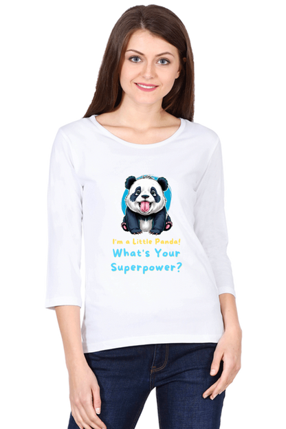 WOMEN || ROUND NECK FULL SLEEVE T-SHIRT || CUTE PANDA || FUNNY QUOTES || PANDA BEAR || VECTOT ART || ANIMAL PRINT || ANIME || FASHION || LITTLE PANDA || GIFT FOR HER