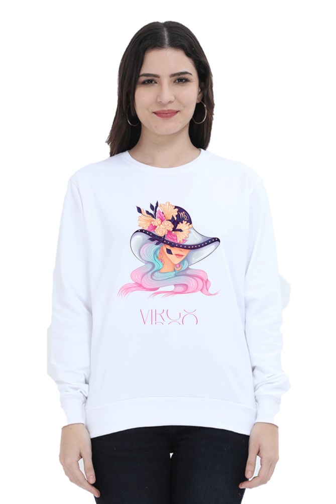 WOMEN || SWEATSHIRT || ZODIAC SIGN || ASTROLOGY || VIRGO || FLORAL PRINT || VECTOR ART || COSMIC || BIRTHDAY || GIFTS FOR HER