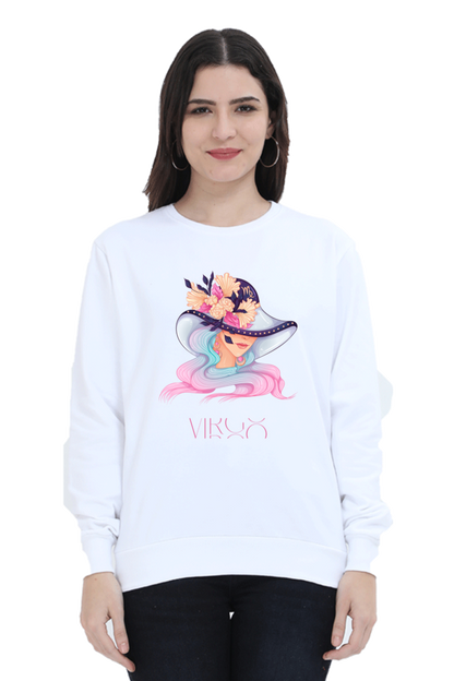 WOMEN || SWEATSHIRT || ZODIAC SIGN || ASTROLOGY || VIRGO || FLORAL PRINT || VECTOR ART || COSMIC || BIRTHDAY || GIFTS FOR HER