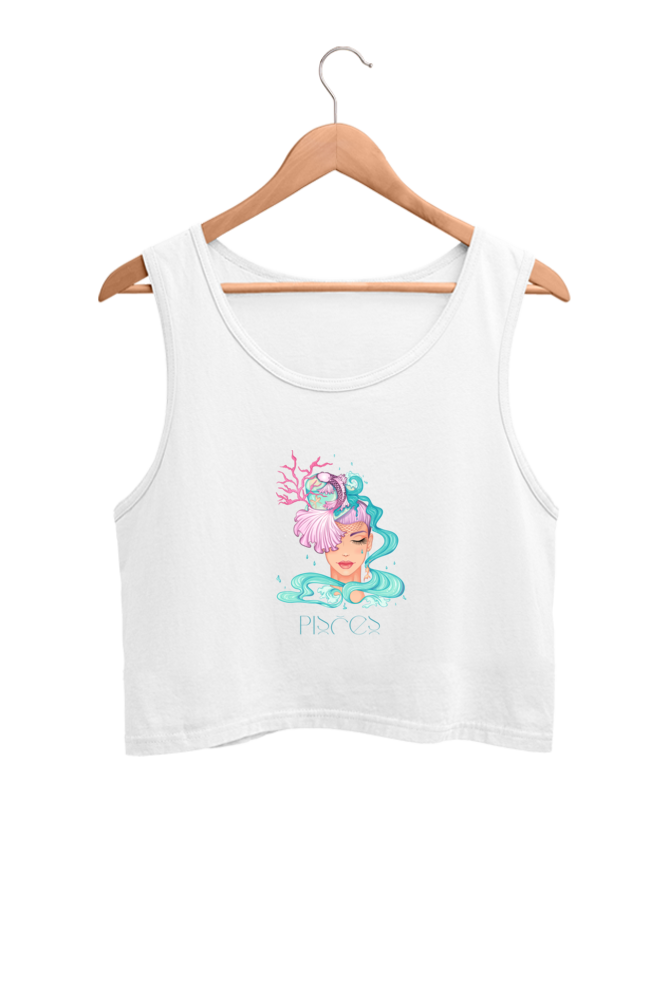 WOMEN || CROP TANK TOP  || ZODIAC SIGN || ASTROLOGY || PISCES || ROMANTIC || LOWBROW || SPIRITUAL || FISH || MERMAID || BIRTHDAY || GIFT FOR HER