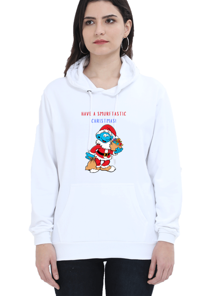 WOMEN || HOODIE SWEATSHIRT ||  FUNNY QUOTES || MERRY CHRISTMAS || SMURFS || SANTA CLAUS || CARTOON CHARACTER || SMURF SANTA || HOLIDAY FASHION || CHRISTMAS GIFTS || WINTER WEAR