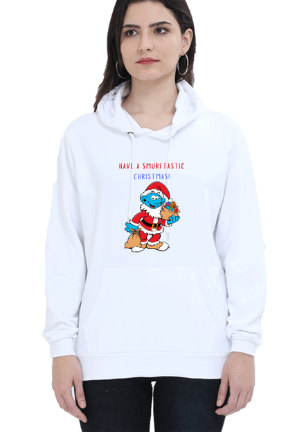 WOMEN || HOODIE SWEATSHIRT ||  FUNNY QUOTES || MERRY CHRISTMAS || SMURFS || SANTA CLAUS || CARTOON CHARACTER || SMURF SANTA || HOLIDAY FASHION || CHRISTMAS GIFTS || WINTER WEAR