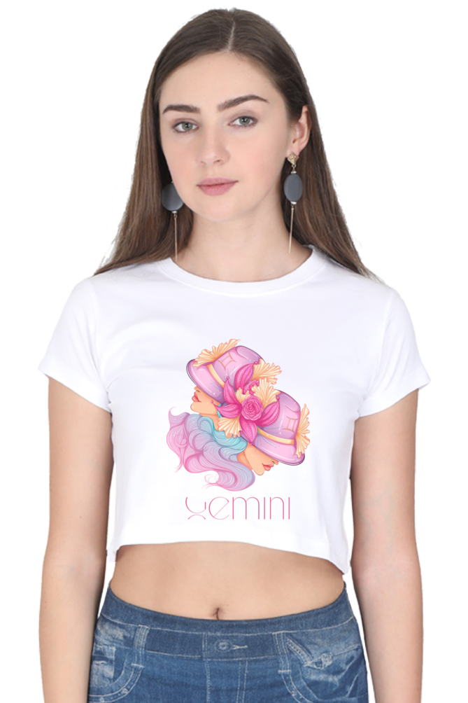 WOMEN || CROP TOP || ZODIAC SIGN || ASTROLOGY || GEMINI || FLORAL PRINT || BIRTHDAY || GIFTS FOR HER