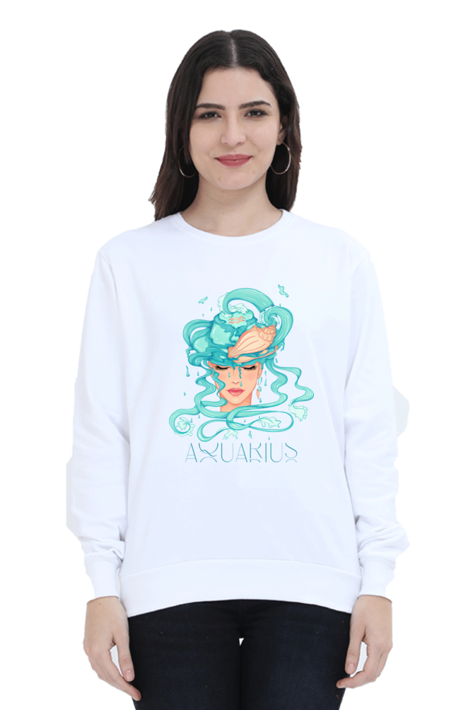 WOMEN || SWEATSHIRT || ZODIAC SIGN || ASTROLOGY || AQUARIUS || CONFIDENCE || WATER || PSYCHEDELIC ART || BIRTHDAY || GIFT FOR HER