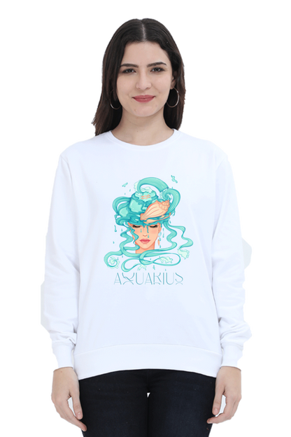 WOMEN || SWEATSHIRT || ZODIAC SIGN || ASTROLOGY || AQUARIUS || CONFIDENCE || WATER || PSYCHEDELIC ART || BIRTHDAY || GIFT FOR HER