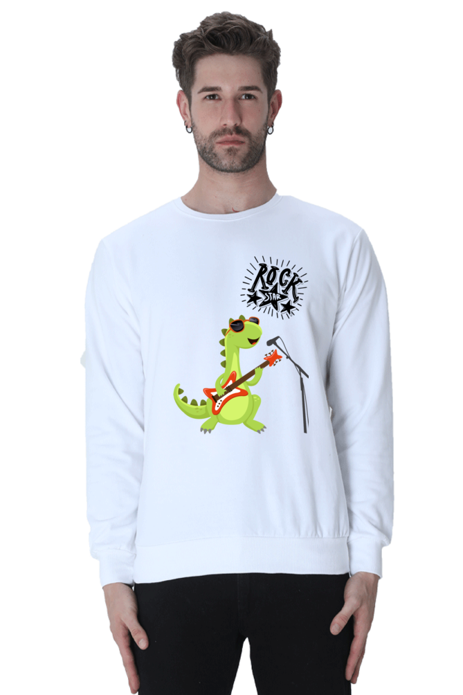 MEN || SWEATSHIRT || CARTOON || DINOSAUR || ROCKSTAR || GUITAR || FUNNY || HUMOROUS || TRENDY || FASHION