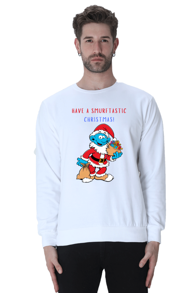 MEN || SWEATSHIRT || FUNNY QUOTES || MERRY CHRISTMAS || SMURFS || SANTA CLAUS || CARTOON CHARACTER || SMURF SANTA || HOLIDAY FASHION || CHRISTMAS GIFTS || WINTER WEAR