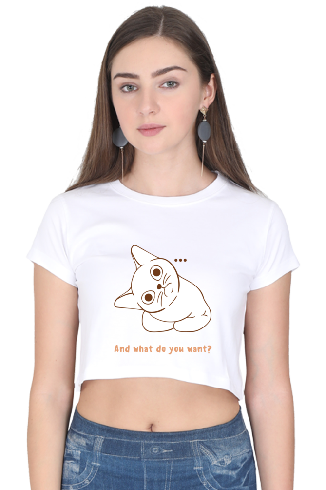 WOMEN || CROP TOP || CAT || ANIME || ANIMAL PRINT || CAT LOVER || CUTE CAT || KITTEN || FUNNY || ANIMAL LOVER || QUIRKY || CAT MEME || GRAPHIC DESIGN || GIFT FOR HER