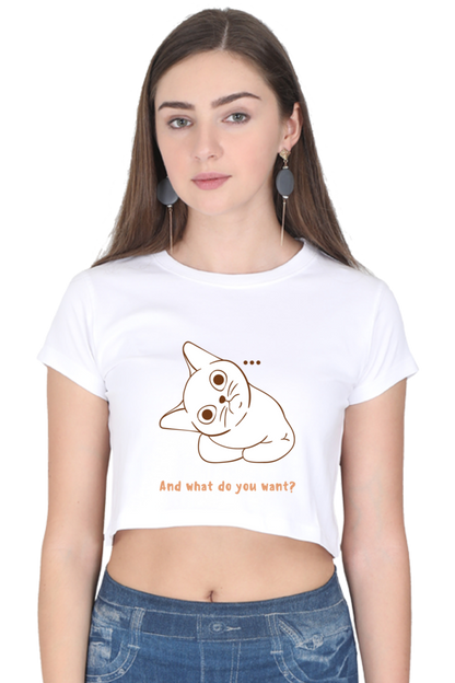 WOMEN || CROP TOP || CAT || ANIME || ANIMAL PRINT || CAT LOVER || CUTE CAT || KITTEN || FUNNY || ANIMAL LOVER || QUIRKY || CAT MEME || GRAPHIC DESIGN || GIFT FOR HER