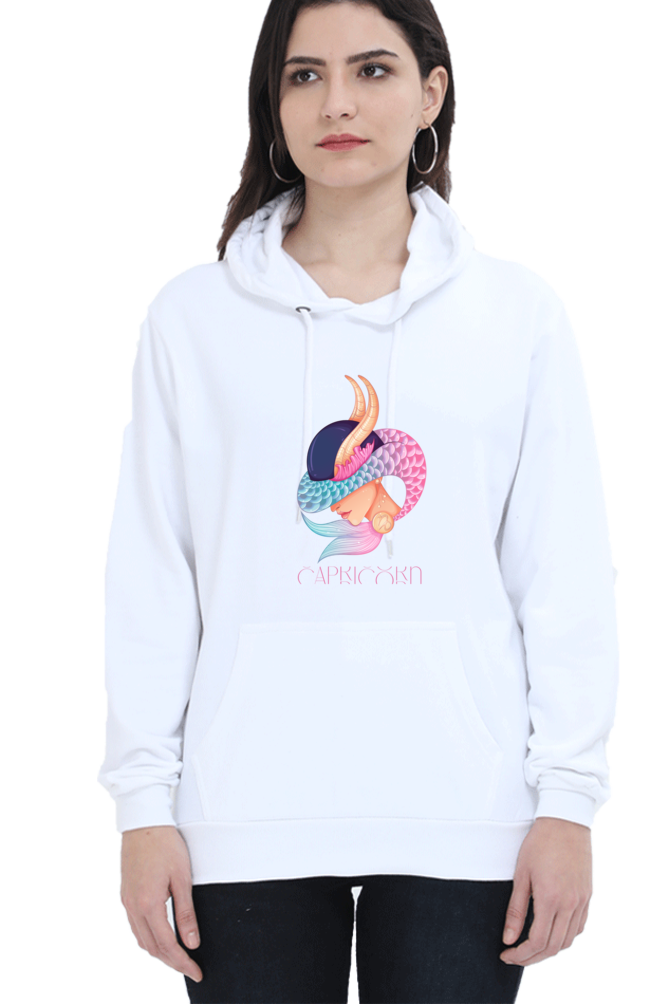 WOMEN || HOODIE SWEATSHIRT || ZODIAC SIGN || ASTROLOGY || CAPRICORN || EARTH || VECTOR ART || MERMAID || HORNED GOAT || BIRTHDAY || GIFT FOR HER