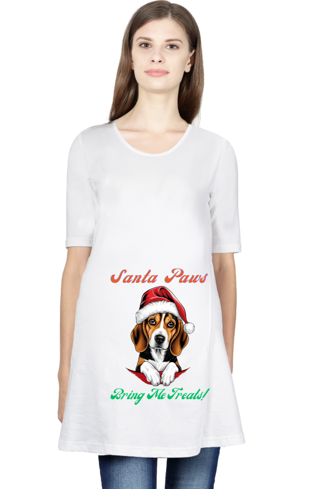 WOMEN || MATERNITY TSHIRT HALF SLEEVE || MERRY CHRISTMAS || DOG LOVER || CUTE DOG || BEAGLE || SANTA CLAUS || CHRISTMAS GIFT || GIFT IDEAS