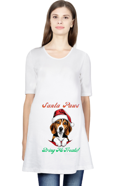 WOMEN || MATERNITY TSHIRT HALF SLEEVE || MERRY CHRISTMAS || DOG LOVER || CUTE DOG || BEAGLE || SANTA CLAUS || CHRISTMAS GIFT || GIFT IDEAS