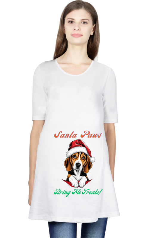 WOMEN || MATERNITY TSHIRT HALF SLEEVE || MERRY CHRISTMAS || DOG LOVER || CUTE DOG || BEAGLE || SANTA CLAUS || CHRISTMAS GIFT || GIFT IDEAS