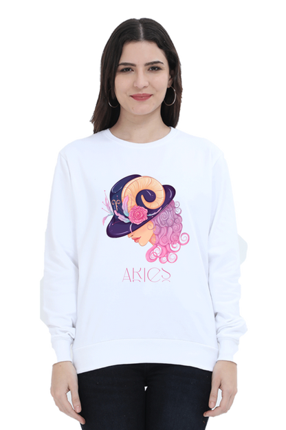 WOMEN || SWEATSHIRT || ZODIAC SIGN || ASTROLOGY || ARIES || FLORAL PRINT || BIRTHDAY || GIFTS FOR HER