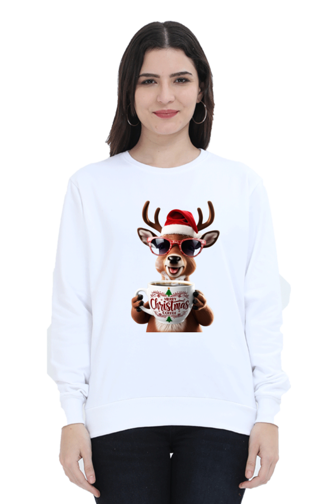 WOMEN || SWEATSHIRT || STREETWEAR || COFFEE LOVER || COFFEE ADDICT || REINDEER || FUNNY || CHRISTMAS GIFT || GIFT FOR HER || WINTER WEAR