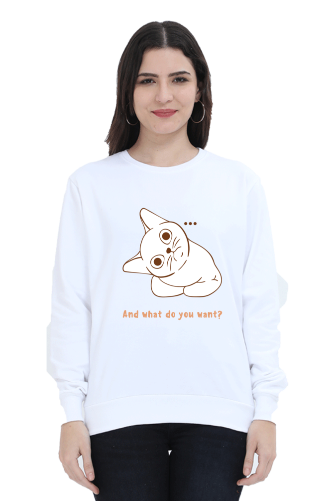 WOMEN || SWEATSHIRT || CAT || ANIME || ANIMAL PRINT || CAT LOVER || CUTE CAT || KITTEN || FUNNY || ANIMAL LOVER || CAT MEME || GRAPHIC DESIGN || GIFT FOR HER || WINTER WEAR