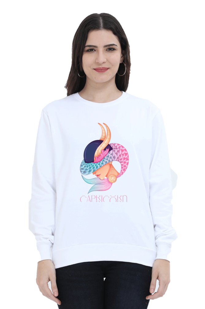 WOMEN || SWEATSHIRT || ZODIAC SIGN || ASTROLOGY || CAPRICORN || EARTH || VECTOR ART || MERMAID || HORNED GOAT || BIRTHDAY || GIFT FOR HER