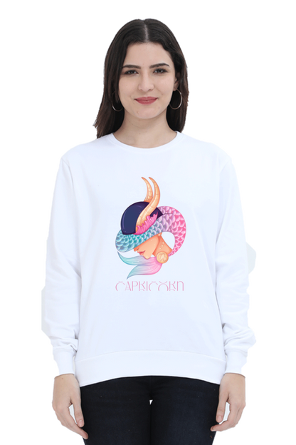 WOMEN || SWEATSHIRT || ZODIAC SIGN || ASTROLOGY || CAPRICORN || EARTH || VECTOR ART || MERMAID || HORNED GOAT || BIRTHDAY || GIFT FOR HER