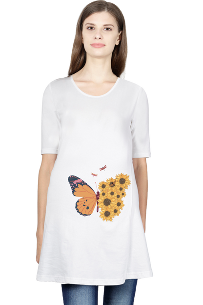 WOMEN || MATERNITY TSHIRT HALF SLEEVE || FLORAL PRINT || NATURE || BOHO || BUTTERFLY || SUNFLOWER || GENERATIVE ART