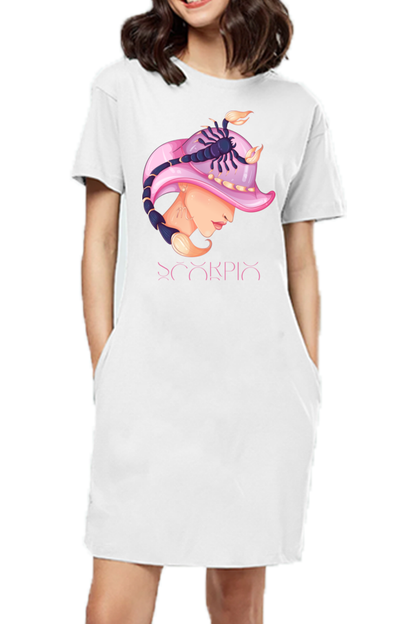 WOMEN || T-SHIRT DRESS || ZODIAC SIGN || ASTROLOGY || SCORPIO || WATER SIGN || LOYALTY || DEVOTIONAL || FANTASY || BIRTHDAY || GIFT FOR HER