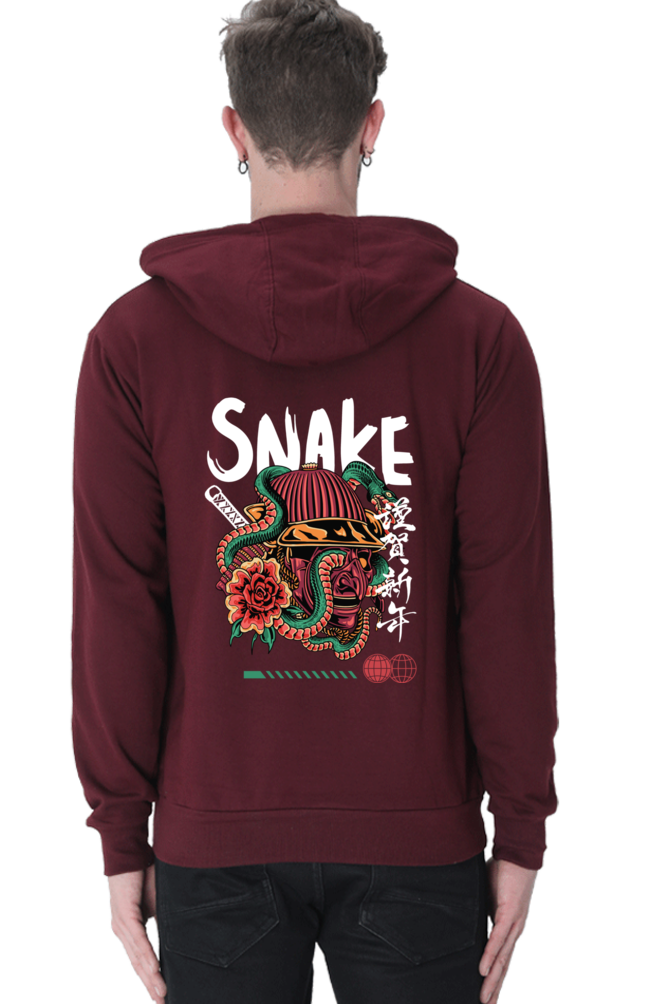 MEN || HOODIE SWEATSHIRT || STREETWEAR || JAPANESE ART || AESTHETIC || SNAKE || SAMURAI || VINTAGE || JAPANESE CULTURE || WINTER WEAR || BACK DESIGN